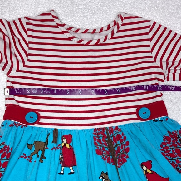 KELLY'S KIDS RED PRINT KNIT DRESS WITH LITTLE RED RIDING HOOD *SIZE 5/6 - Picture 3 of 9